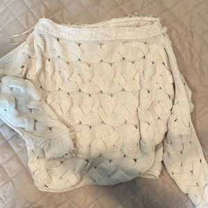 Free People Off Shoulder White Knit sweater XS